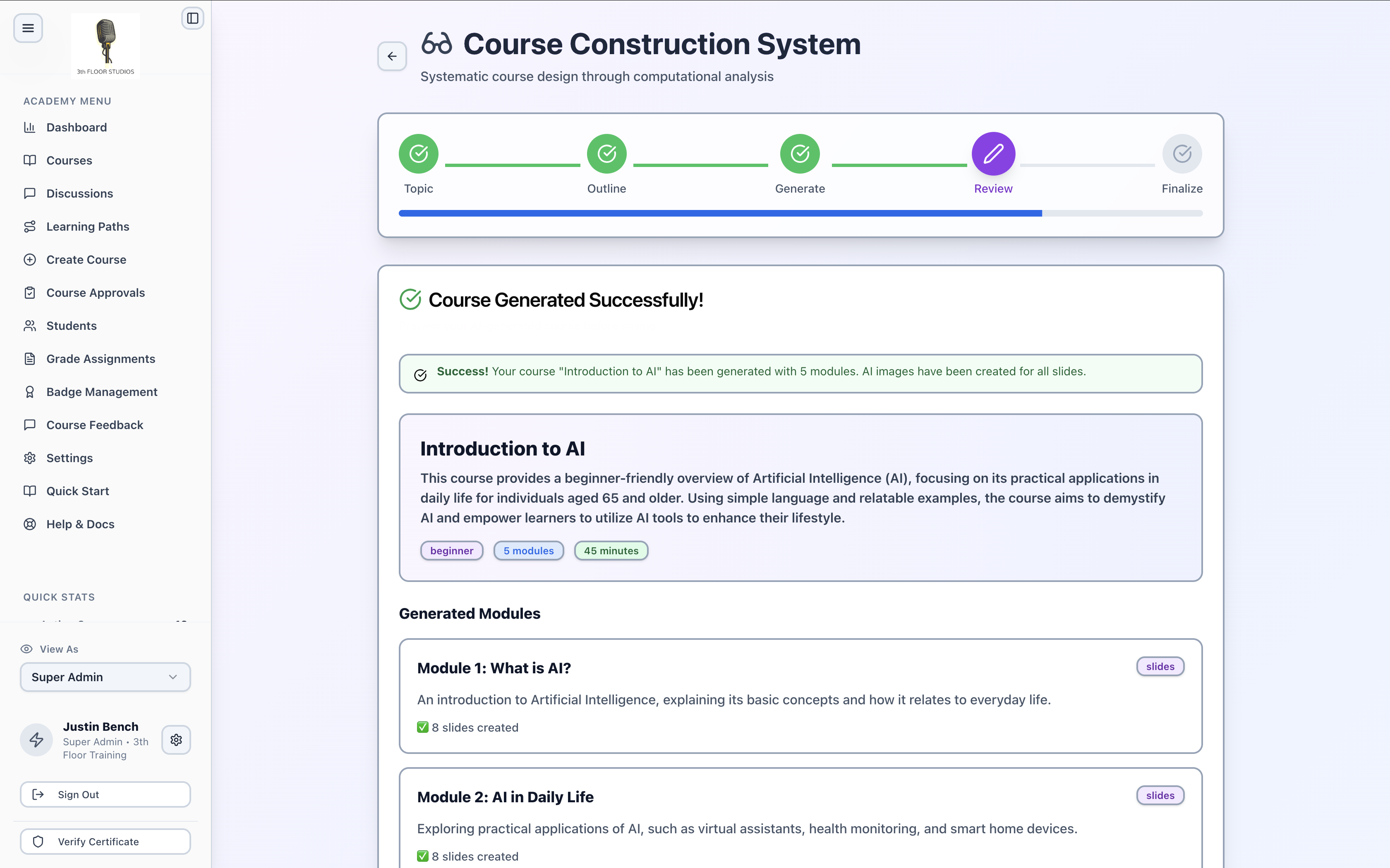 Course Generated Successfully