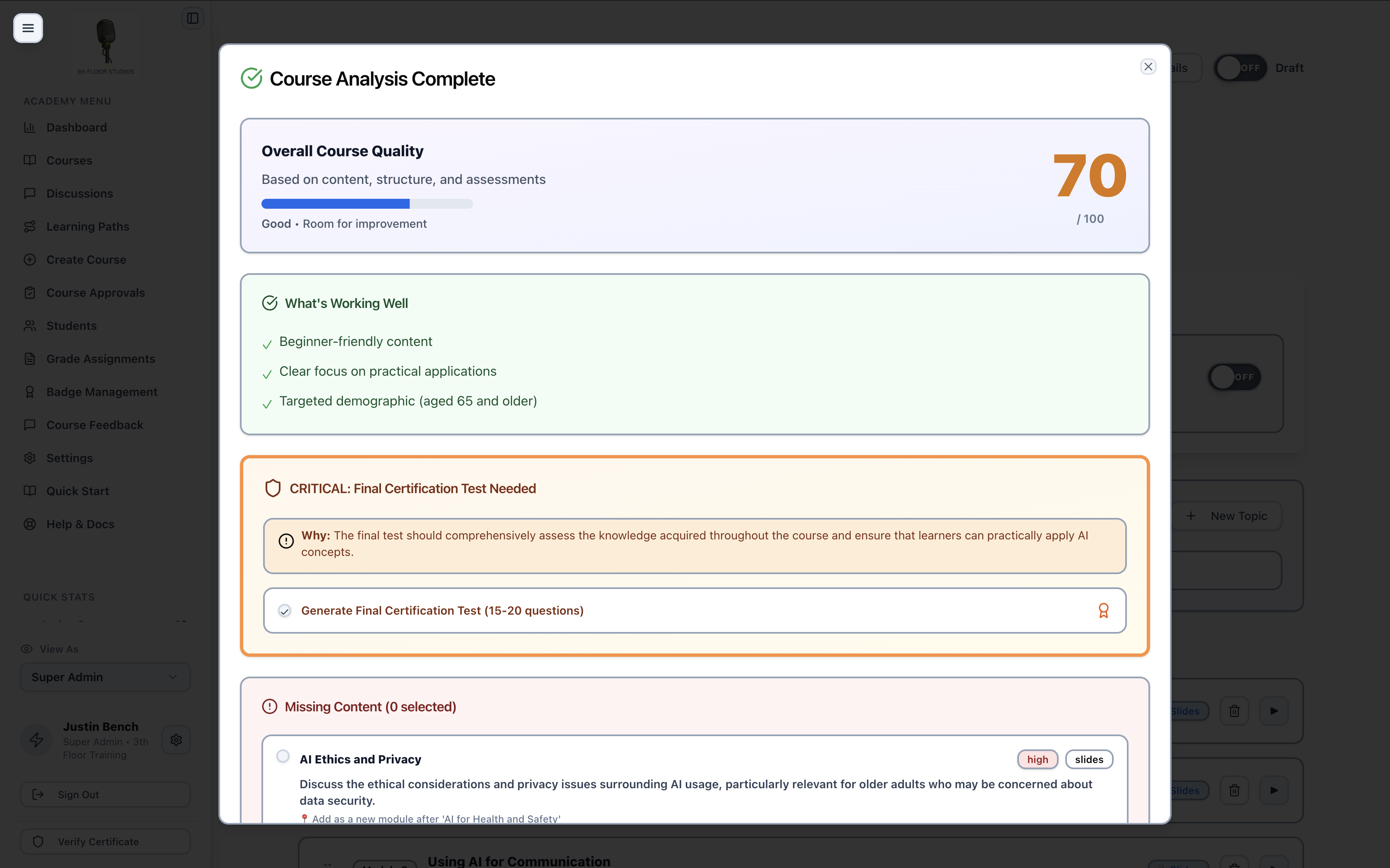 AI Course Analysis
